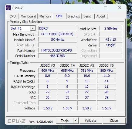 Оперативная память Hynix DDR3 4Gb (2*2Gb) 1600MHz PC3-12800U 1R8 CL11