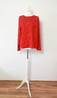 czerwona ciepła świąteczna bluzka piżamowa