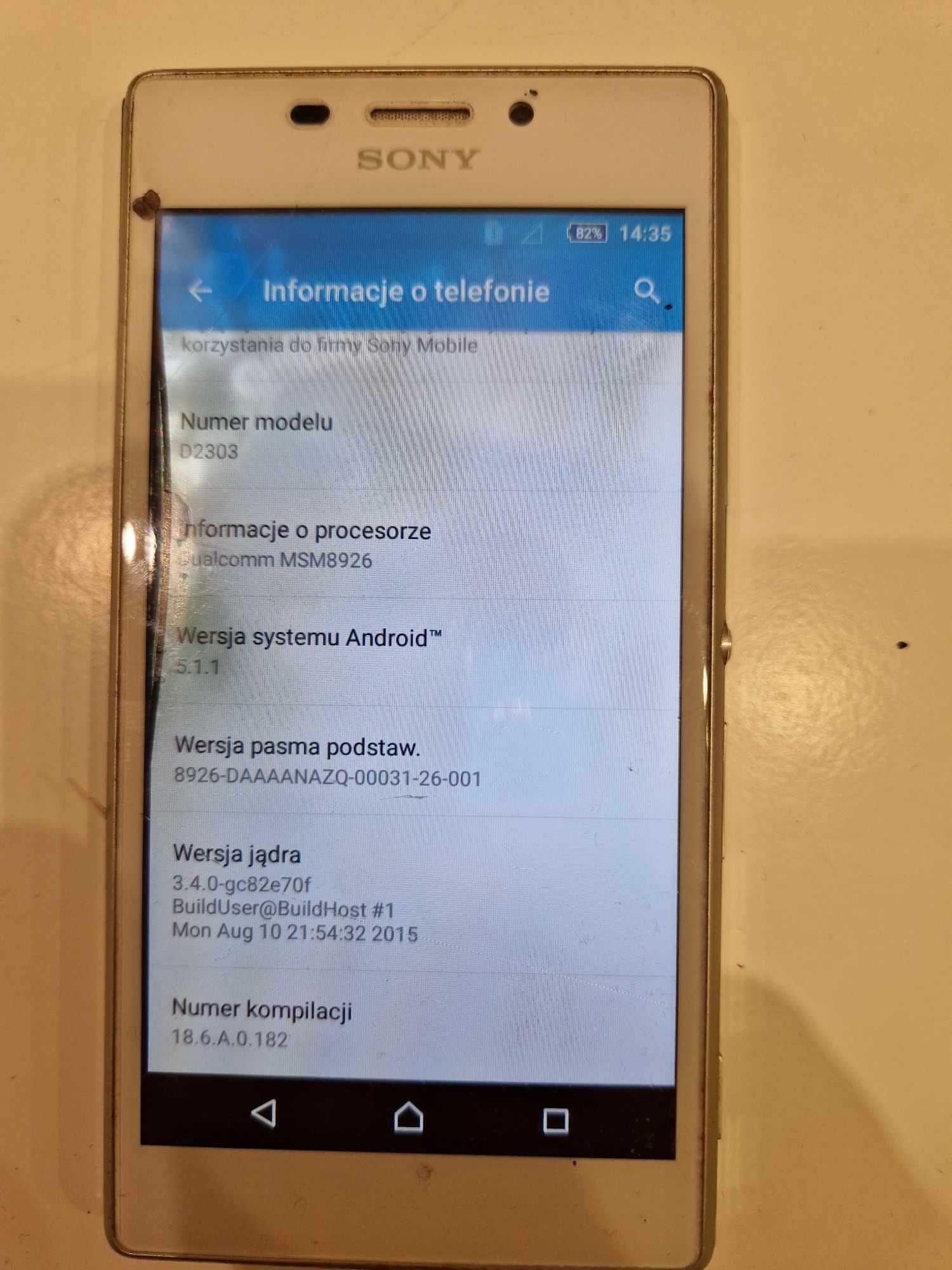 Smartfon Sony XPERIA M2 biały D2303 DZIAŁA telefon