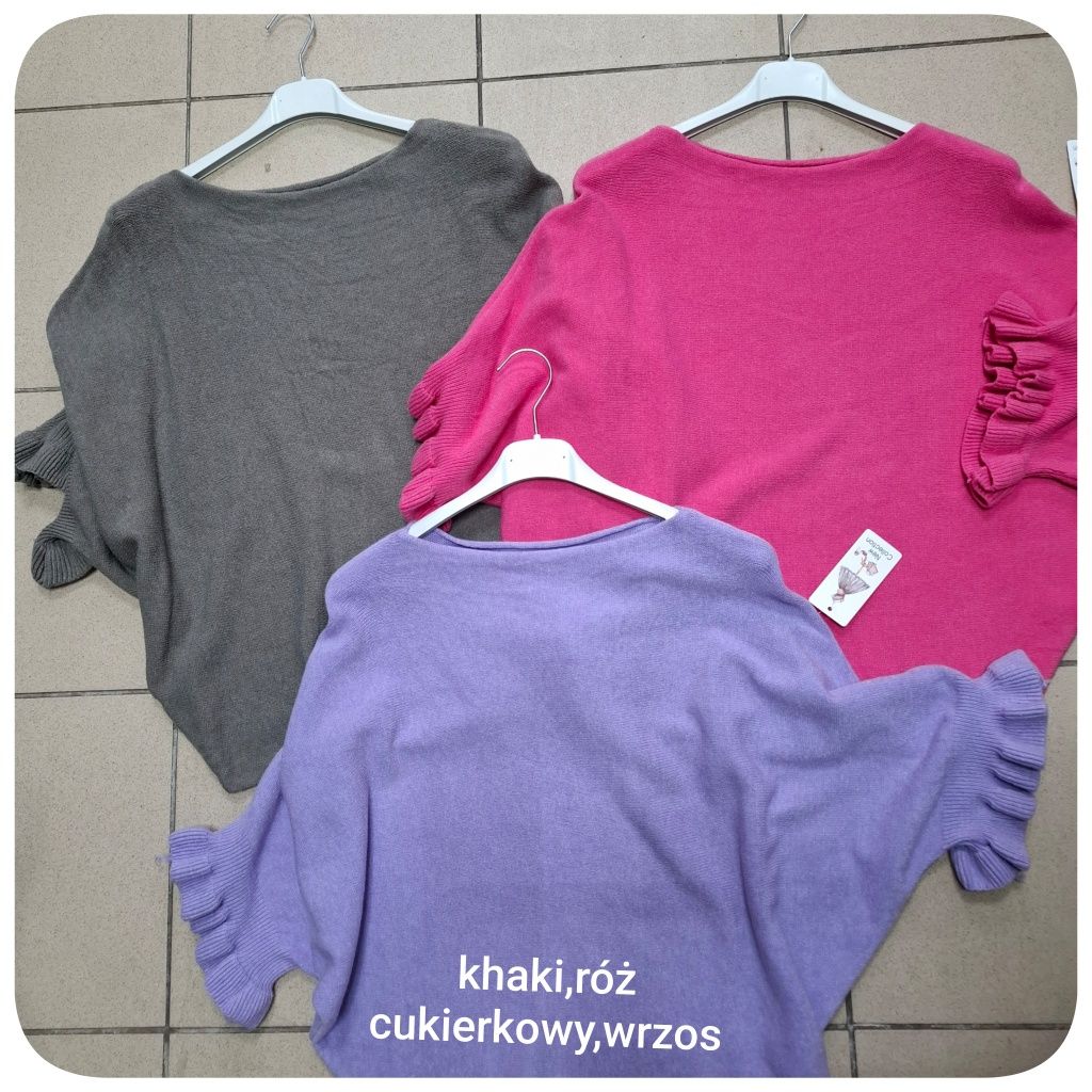 Sweter z rekaw falbanka,