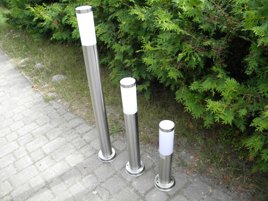 Lampy ogrodowe,stal nierdzewna,wys.45,65,100 cm-140zł/3 szt.