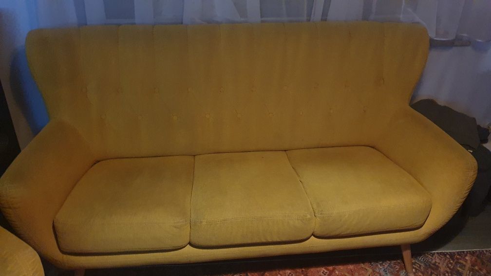 Kanqpa Sofa 3 osobowa żółta loft