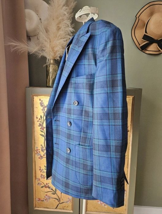 Luksusowa Bielenia Bespoke Marynarka Wełniana Krata Tartan Unisex/Over