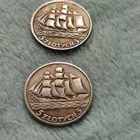 Dwie monety Żaglowiec Niemagnetyczne  1936