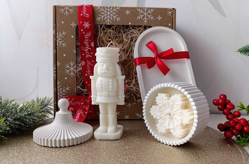 Zestaw prezentowy świece sojowe box święta dziadek do orzechów