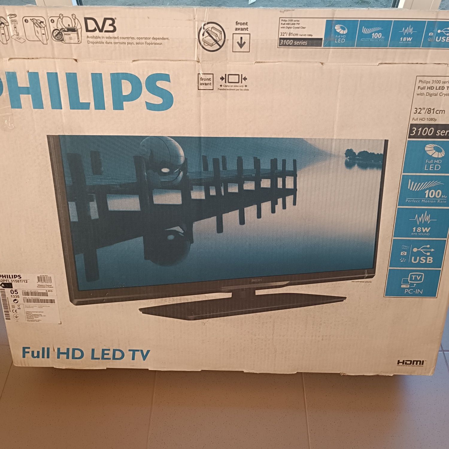 Телевізор  philips 32pfl3158t/12