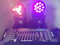 Zestaw kontroler DMX, kolumny Philips, 2 LED Par kolor, UV 3x6 przewód