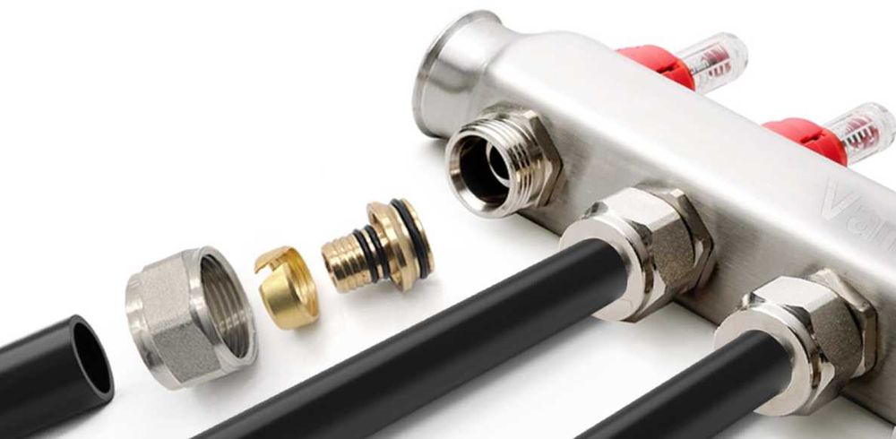 Rozdzielacz ogrzewania podłogowego ze stali nierdzewnej 3 Sekcje EO.76