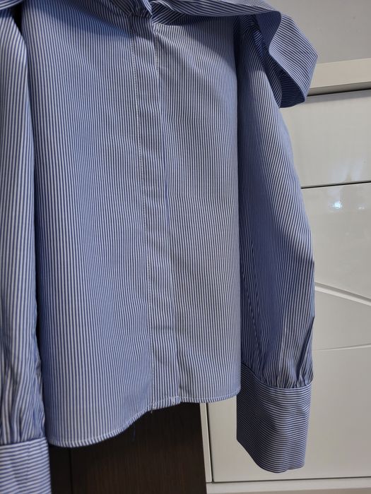 Błękitna bluzka w paski off shoulder scandi cotton Zara rozmiar S