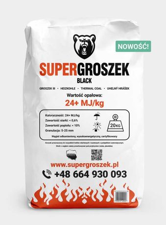 węgiel ekogroszek SUPERGROSZEK BLACK 25 MJ 100% POLSKA workowany