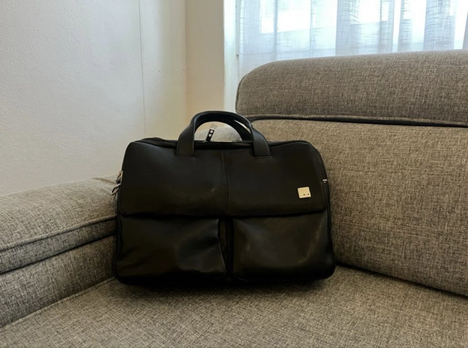 Knomo London Warwick 15 “Leather Laptop bag” Black