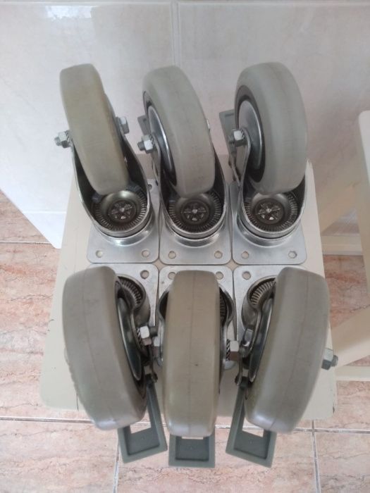 Duas Mecanarte 100 x 32 com travão, giratório  - 6 rodízios