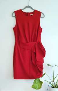 Sukienka koktajlowa czerwona mini drapowana M/38