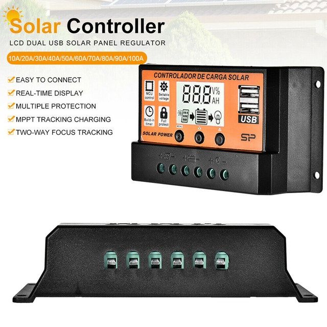 KONTROLER SOLARNY 12/24V 100A LCD Regulator Ładowania P WM MPPT 100A