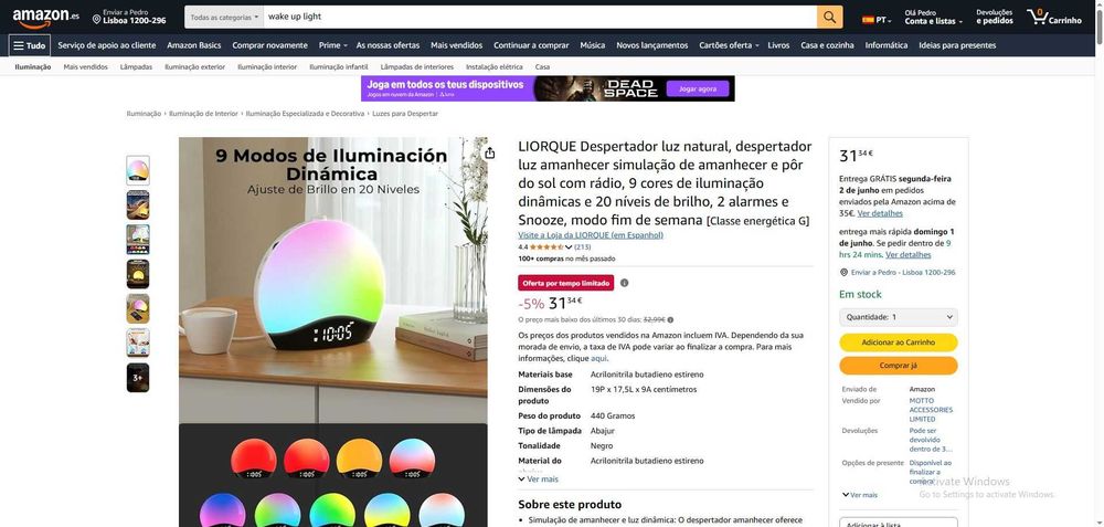 Despertador luz natural / Natural light alarm clock