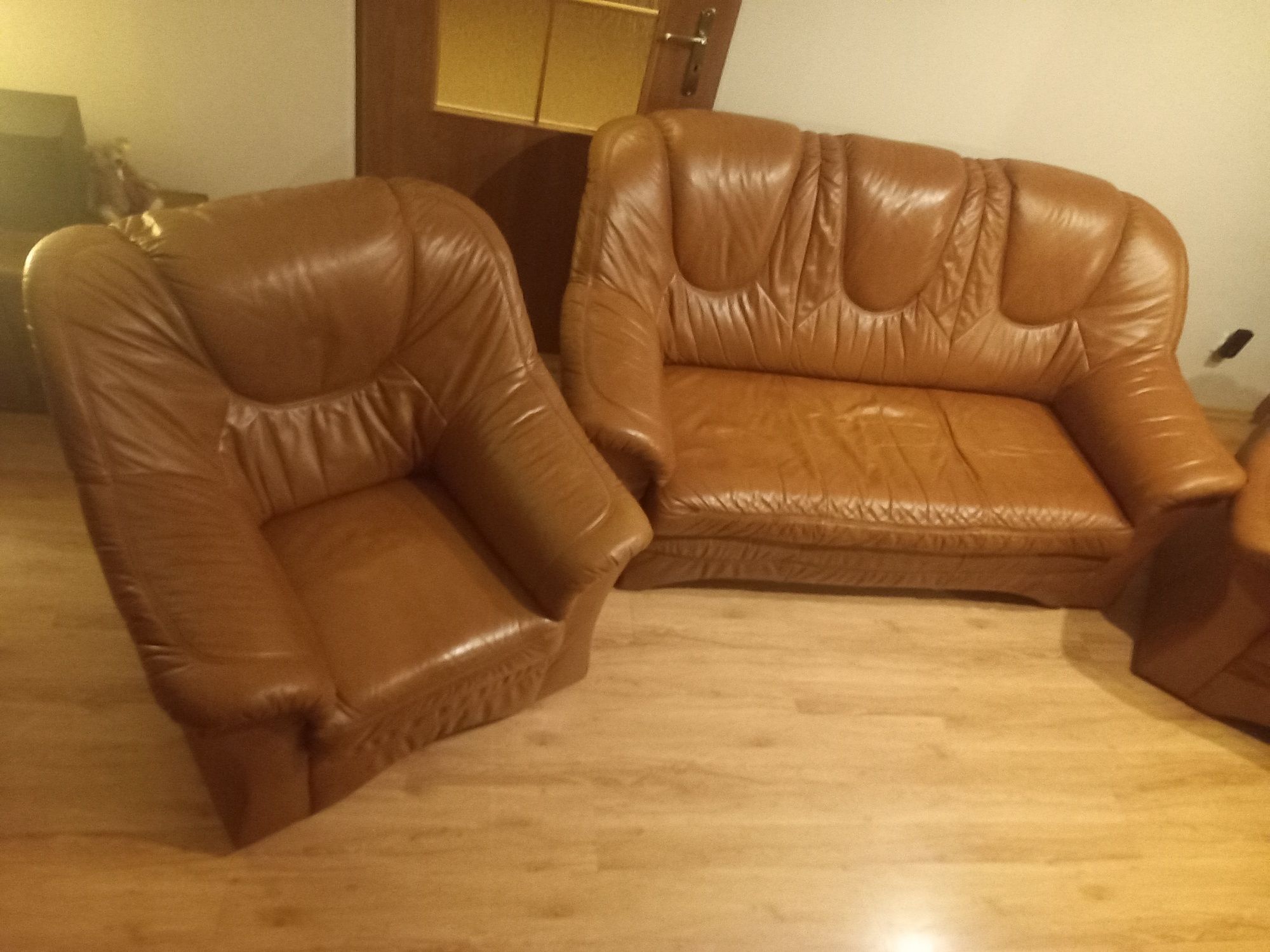 Skóry kanapa fotel meble komplet zestaw wypoczynkowy