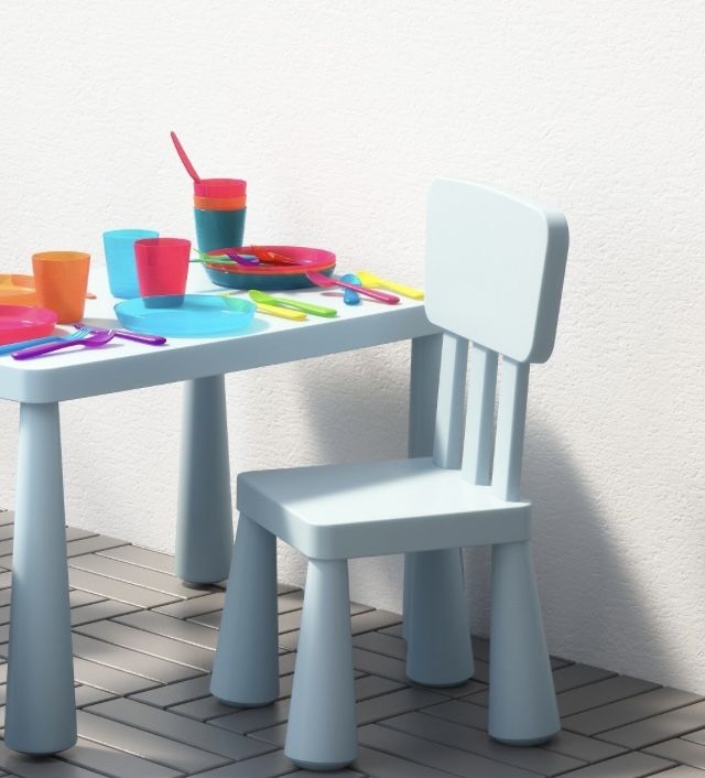 Стіл + стілець дитичий Ikea mammut світло-блакитний. Стол + стул
