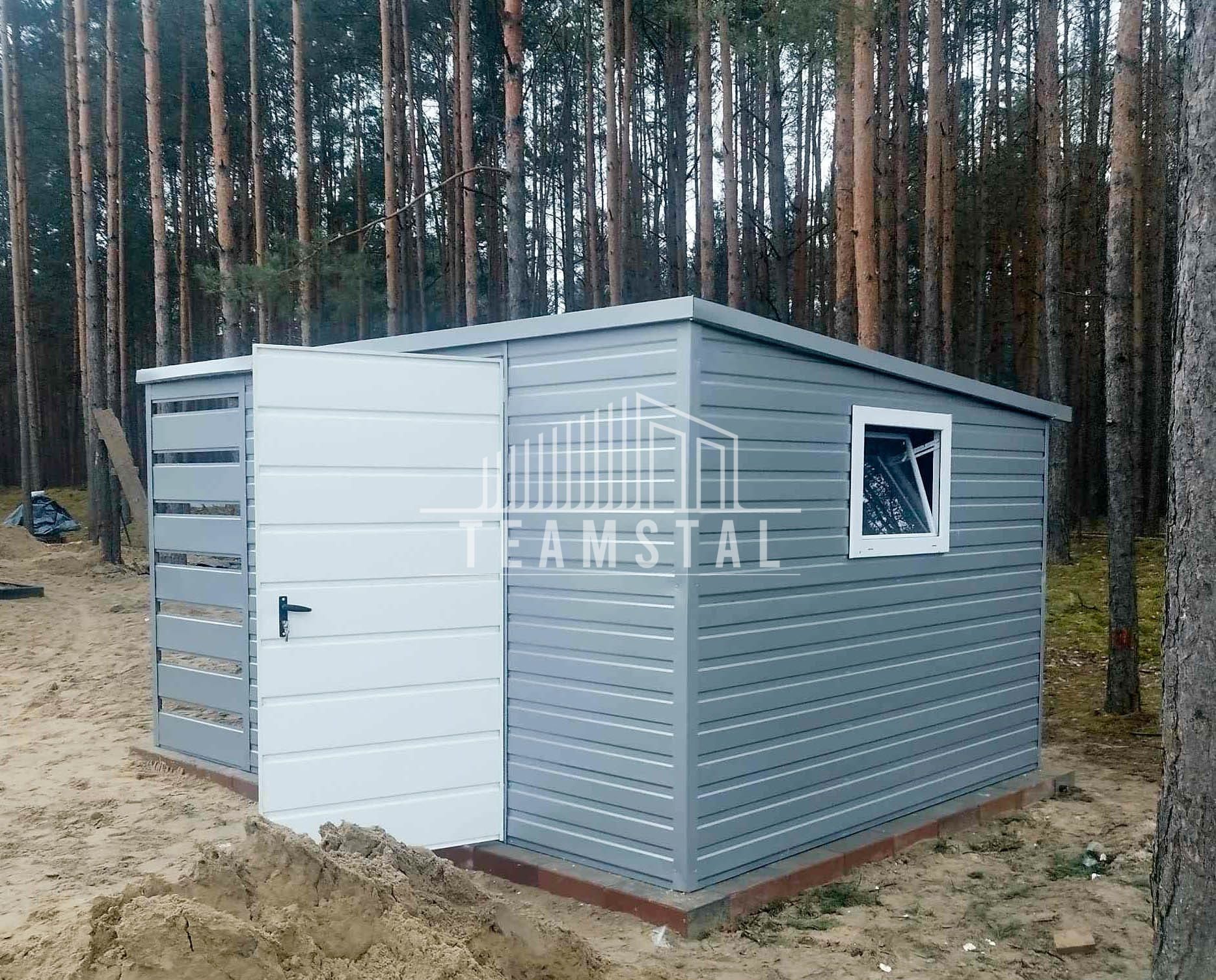 SCHOWEK - DOMEK OGRODOWY 3x3 m - wiata - okno - drzwi srebrny TS615
