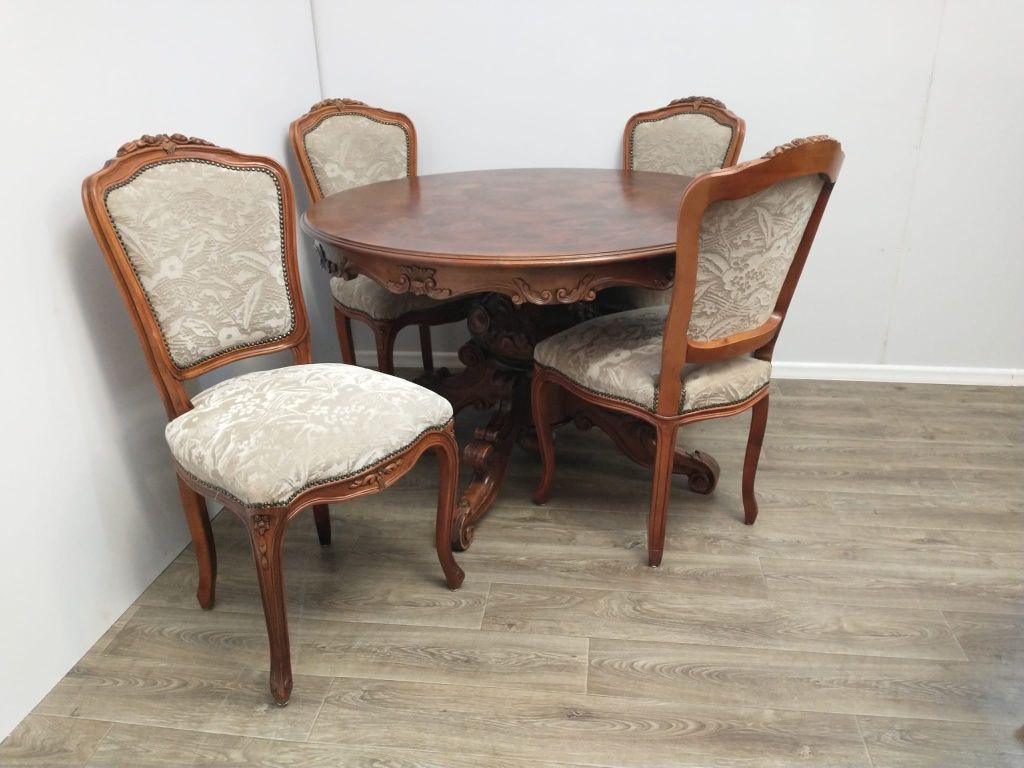 Barokowy Komplet Stół i 4 Krzesła