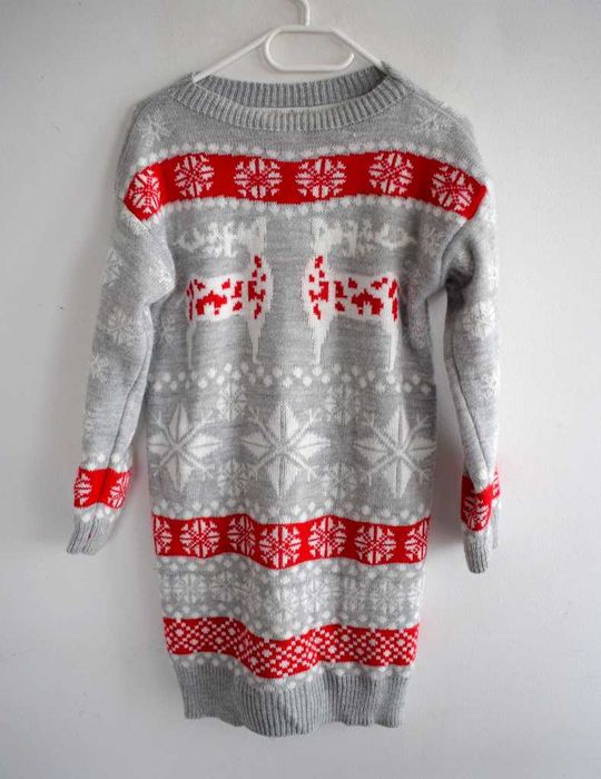 Made in Italy sukienka sweterkowa świąteczna renifery l xl