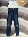Jeansy z wysokim stanem z przetarciami na kolanach roz. 38 Pull&Bear