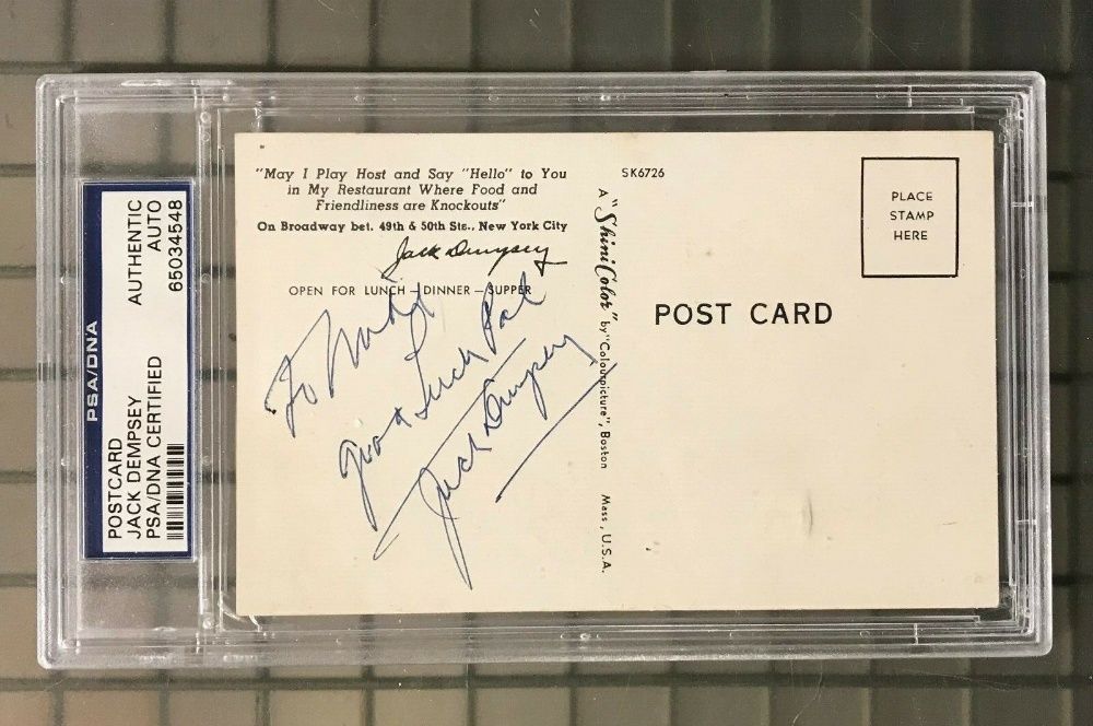 Jack Dempsey pocztówka z autografem