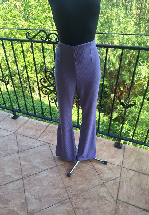 Fioletowe spodnie damskie materiałowe z szeroką nogawką Primark XL 42