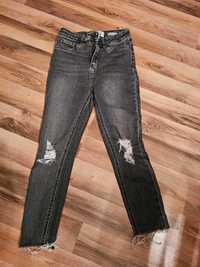 Spodnie jeans New look hallie wysoki stan szare przecierane dziury 36