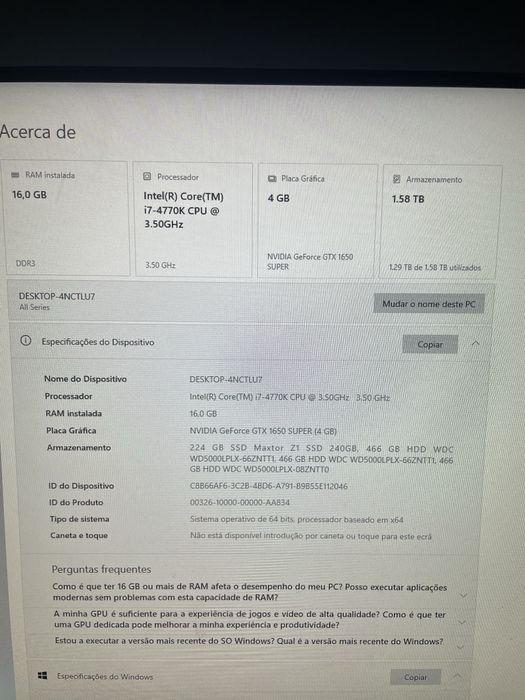 Pc Gaming Geforce 1650 Super I7 4770k