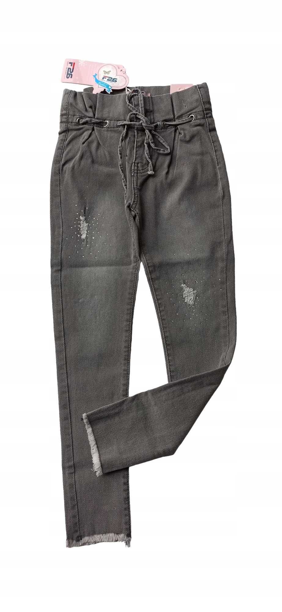 Spodnie jeans dla dziewczynki na gumce nowy 134-140