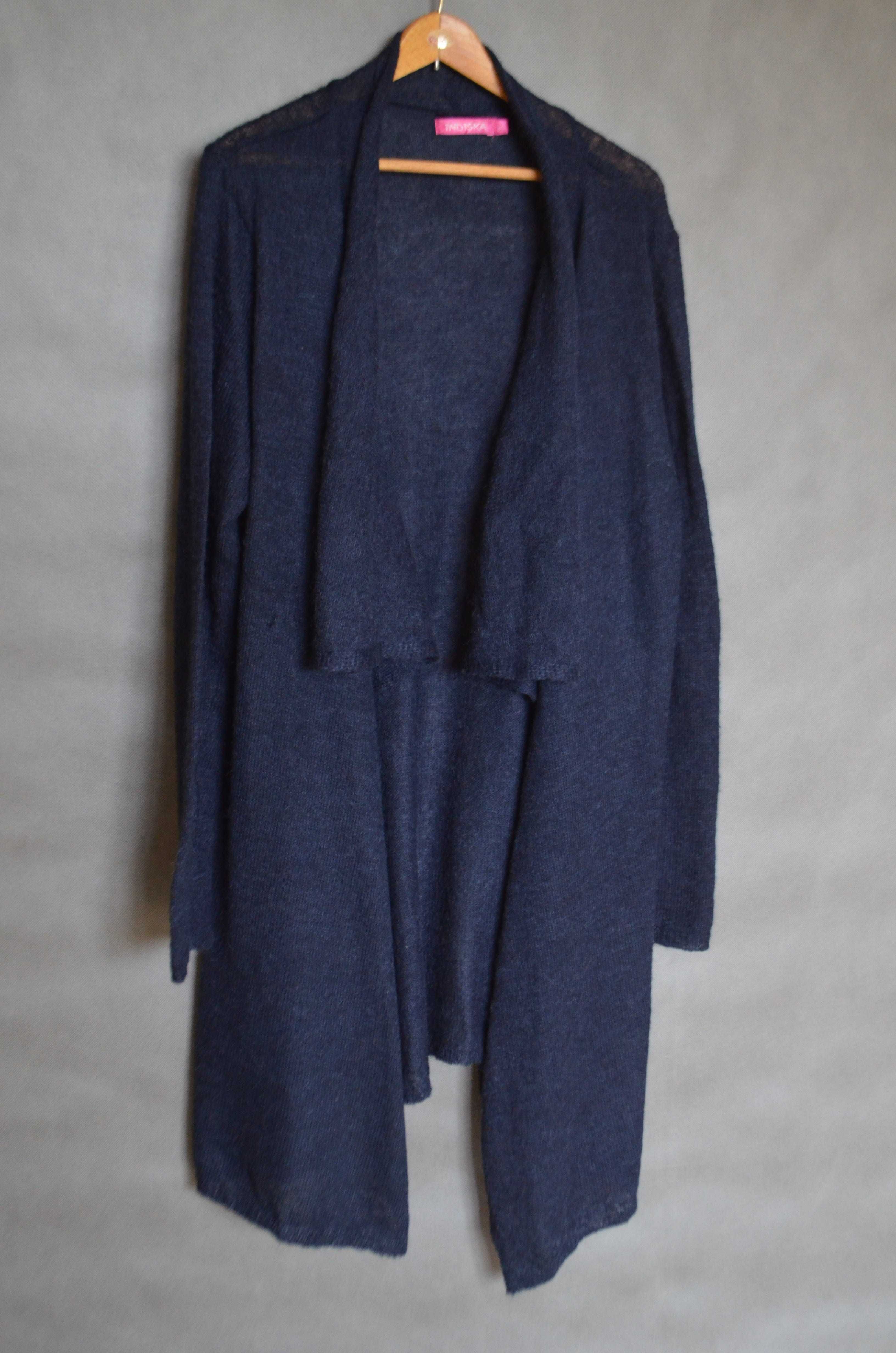 sweter kardigan długi XL granatowy