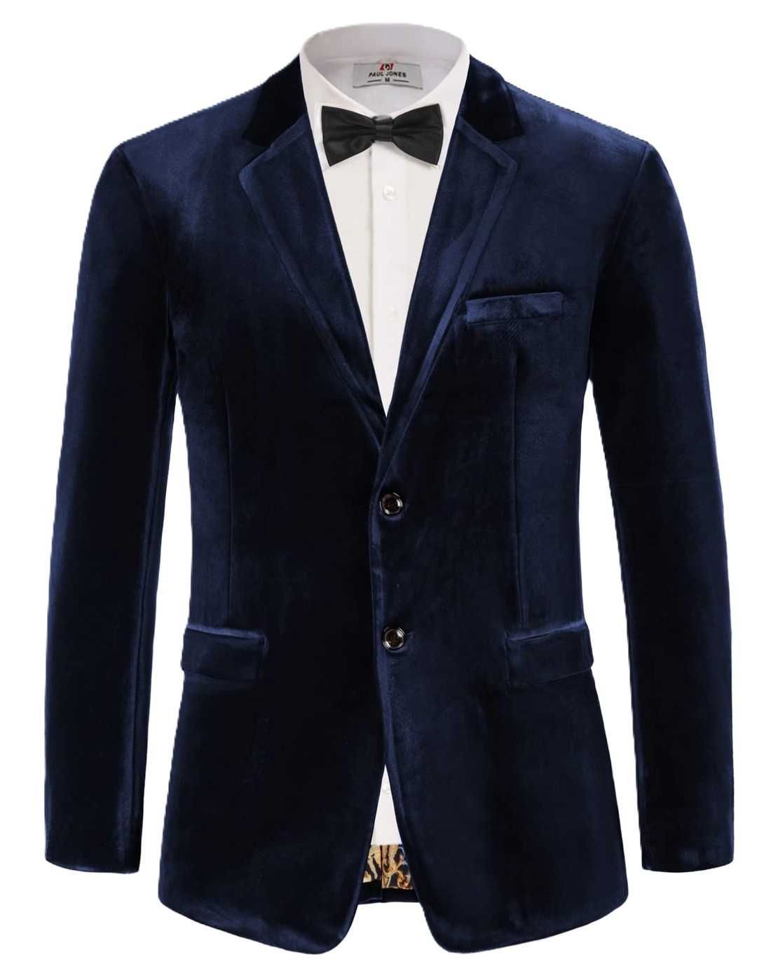 PJ Paul Jones granatowa welurowa elegancka męska marynarka XXL 2XL