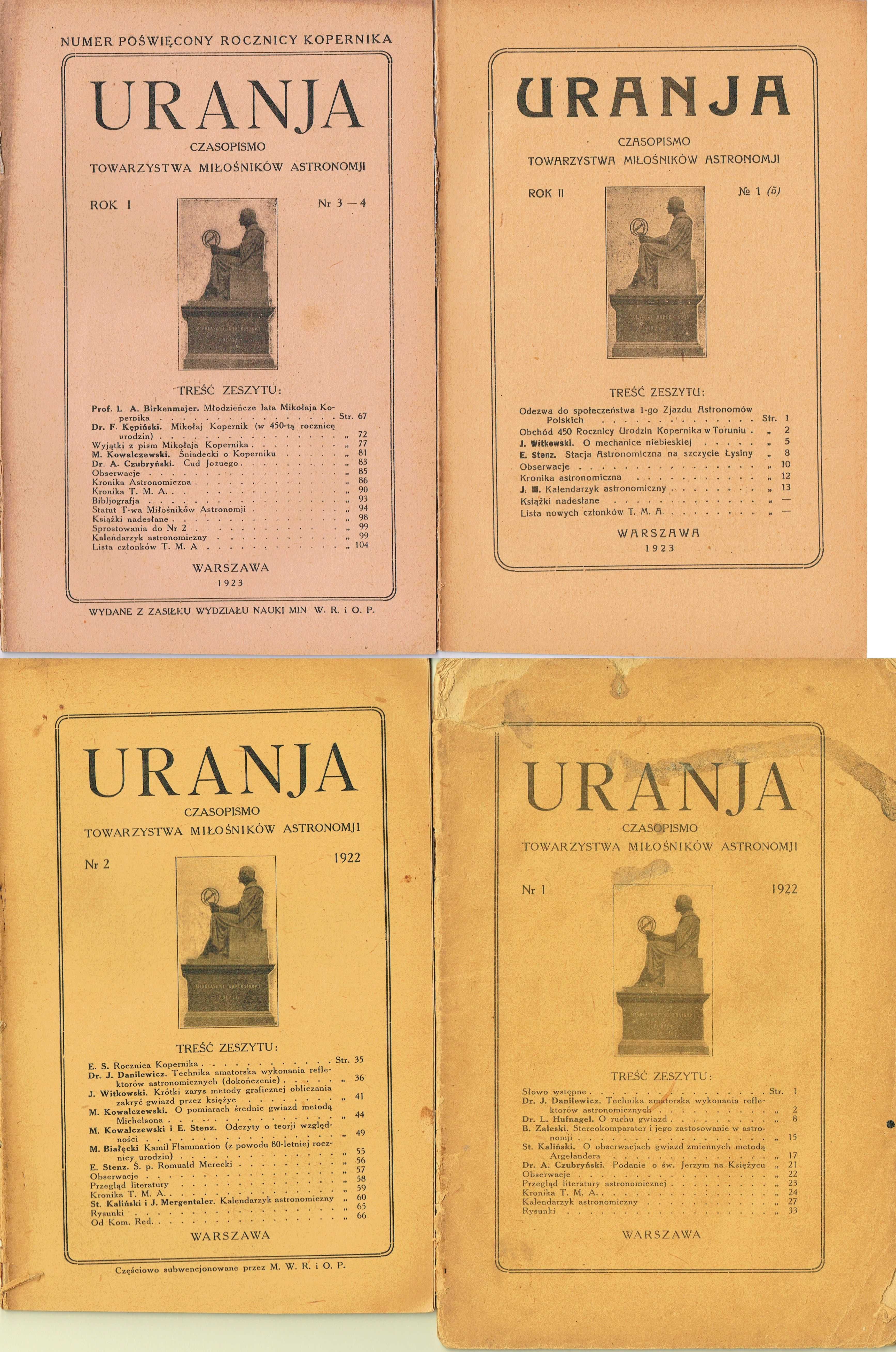 Najstarsze numery URANIA 1922  do 1930 r.