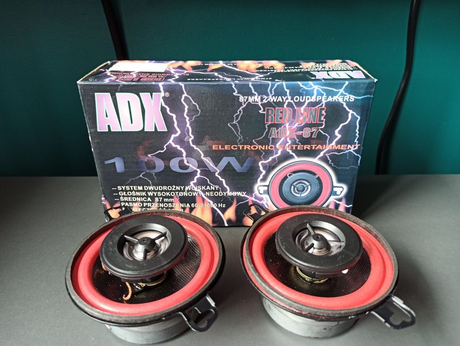 Głośniki samochodowe ADX mocne zestaw 2szt nowe 87mm. 100w