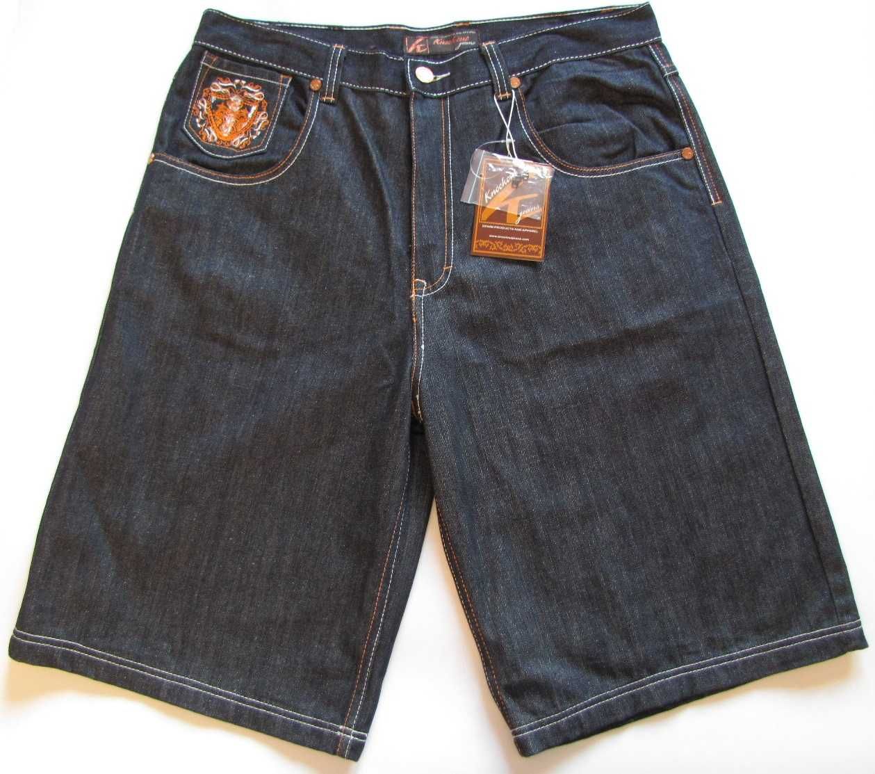 Szorty Vintage Knockout Y2K Baggy Retro Hiphop Jorty Haft Y2K Skate 38