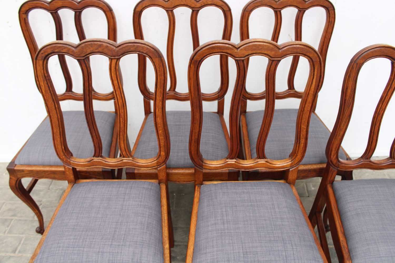 Dębowy komplet 6 krzeseł ludwikowskich Nowa tapicerka 501
