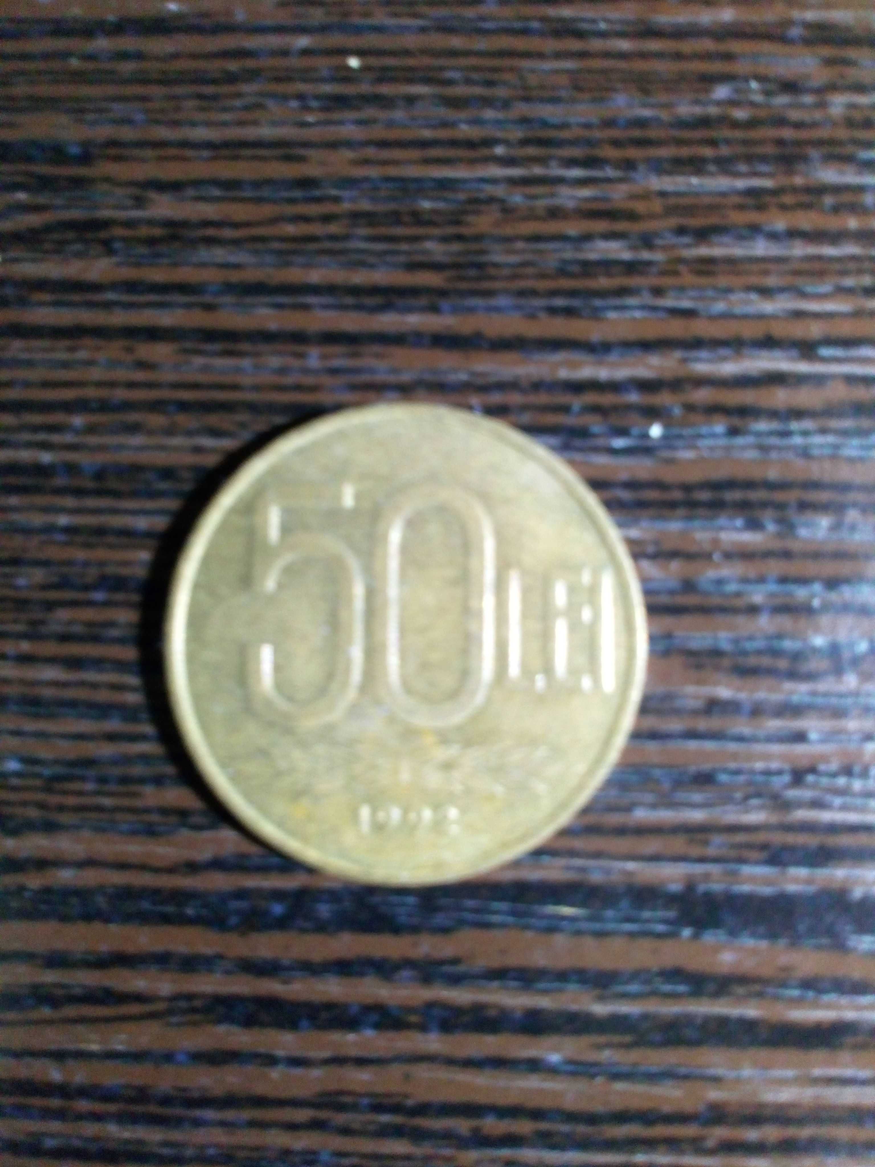 Редкая монета-перевертыш 50 LEI 1992 ГОД РУМЫНИЯ