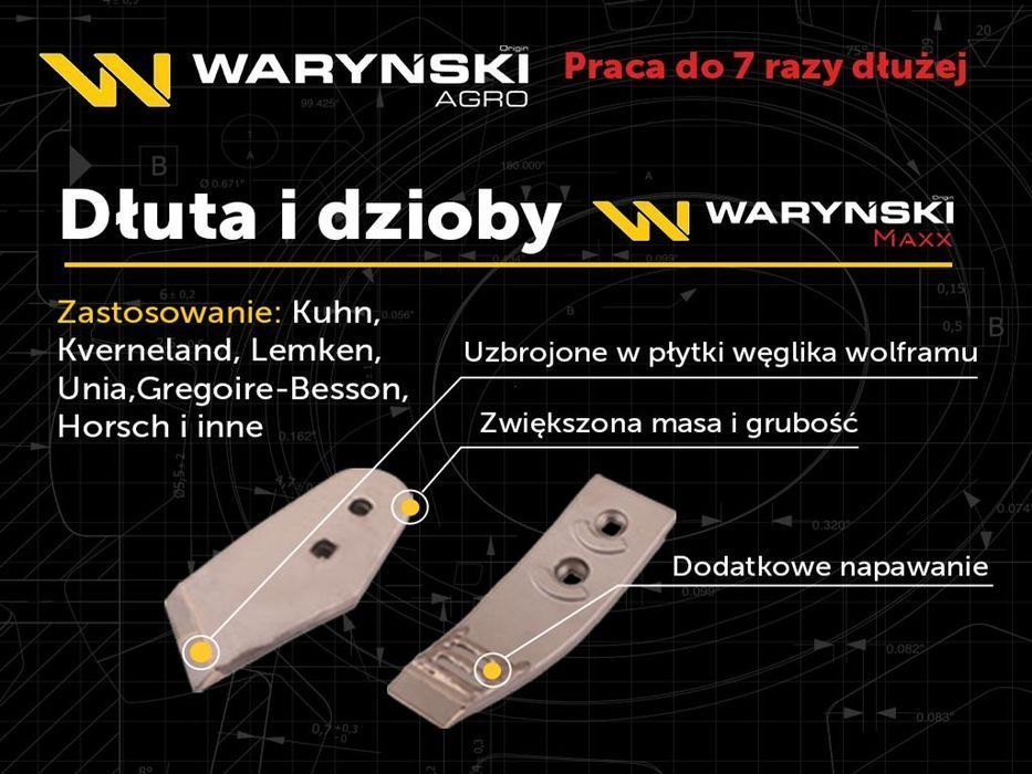 Redlica agregatu podorywkowego Gruber węglik wolframu WARYŃSKI MAXX