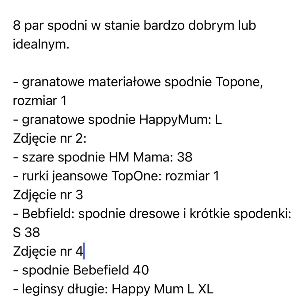 9 par spodni ciazowych XS-L