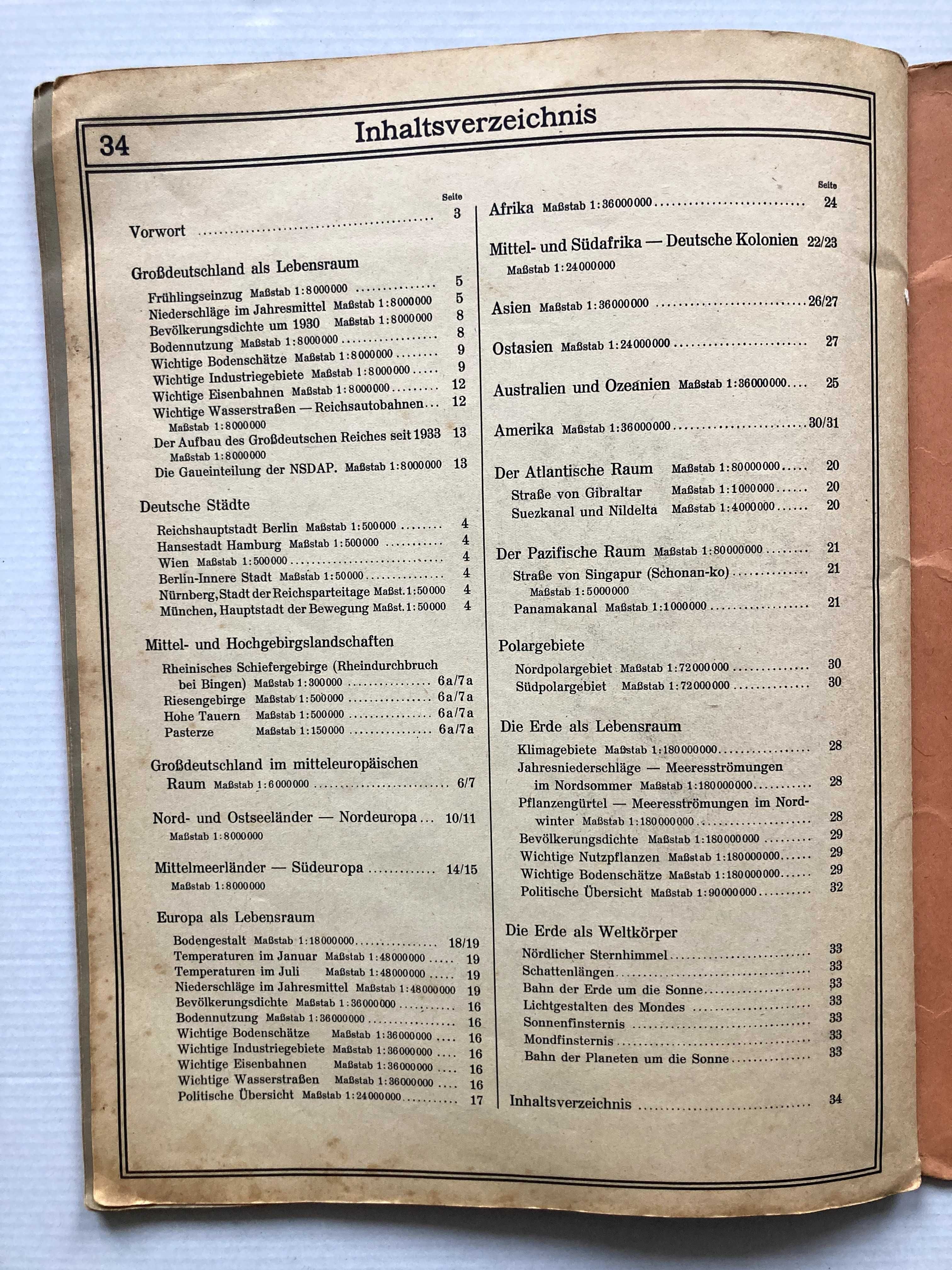 Deutscher Schul Atlas 1942 stary atlas niemiecki