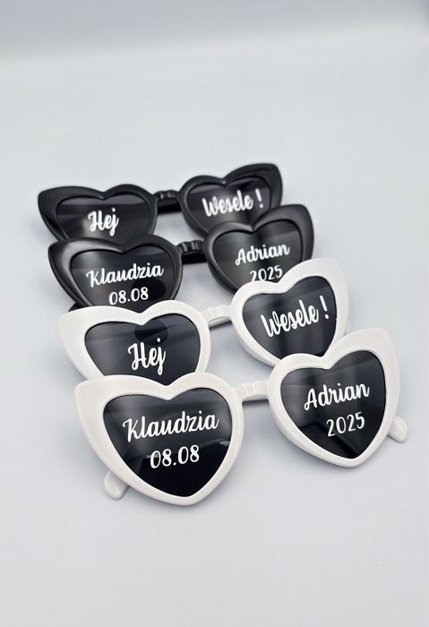 Okulary wesele ślub dowolny napis imiona personalizacja logo impreza