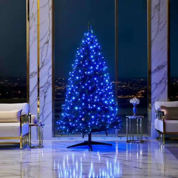 Гірлянда-нитка Роса Хвойна лапа 1500 LED 50 метрів біла нитка, синій