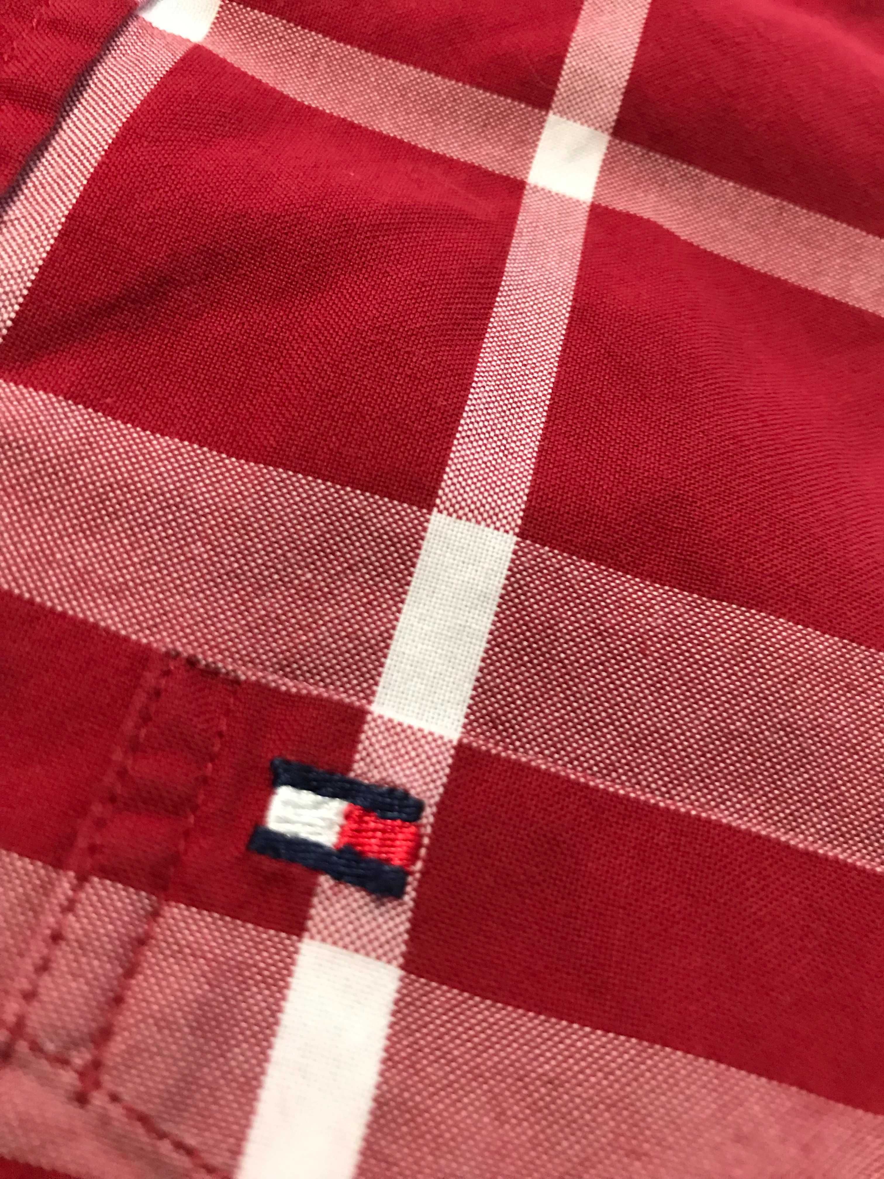 TOMMY HILFIGER r.S/M oryginalna koszula męska w kratę stan BDB