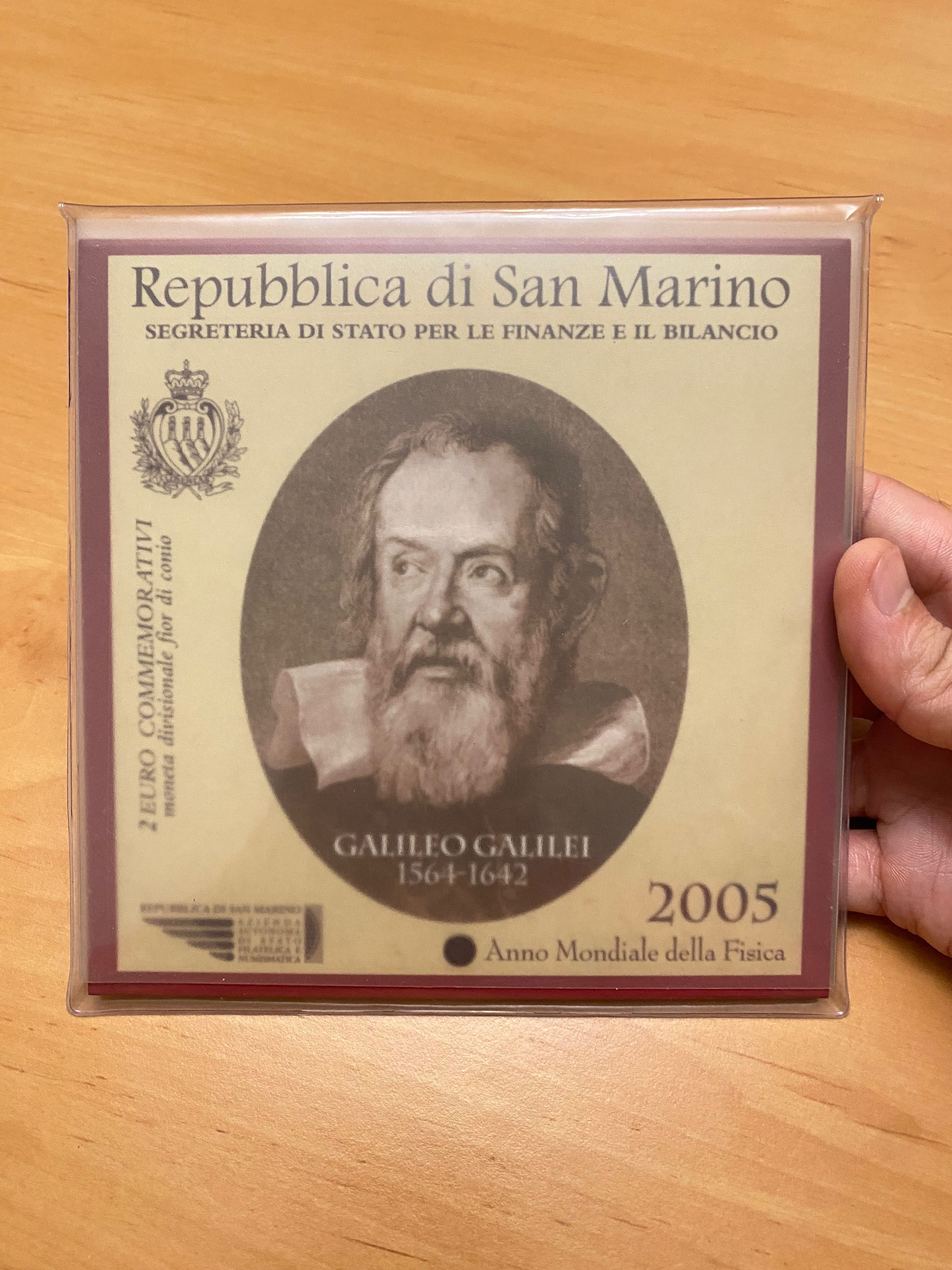 Moeda 2€ comemorativa San Marino 2005 Galileo Galilei
