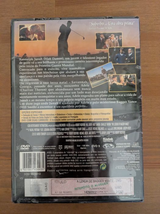 DVD NOVO e SELADO " A lenda de Bagger Vance " 2000