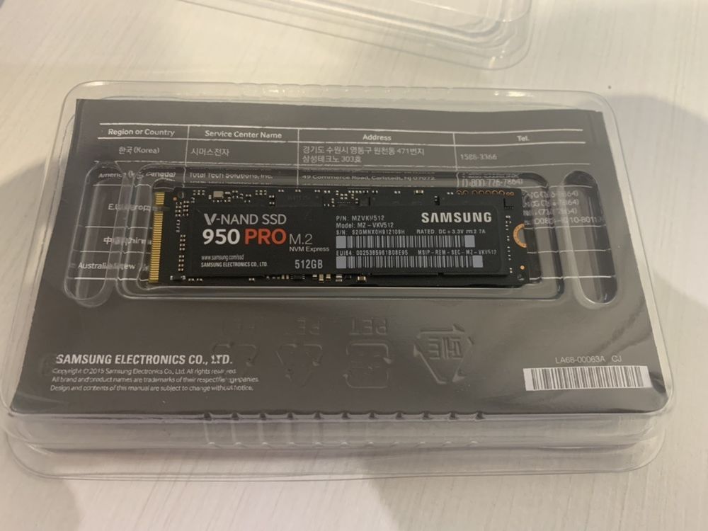 Продам практически новый SSD SAMSUNG 950 PRO M.2 512GB