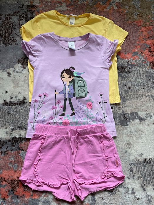 T-shirty H&M i C&Arozmiar 122-128 + spodenki Coccodrillo rozmiar 122