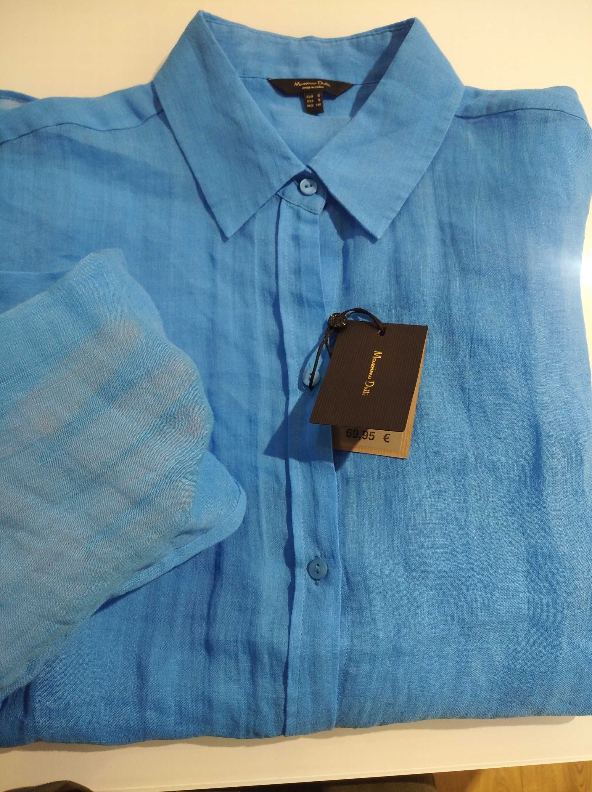 Оверсайз сорочка небесно блакитного кольору massimo dutti