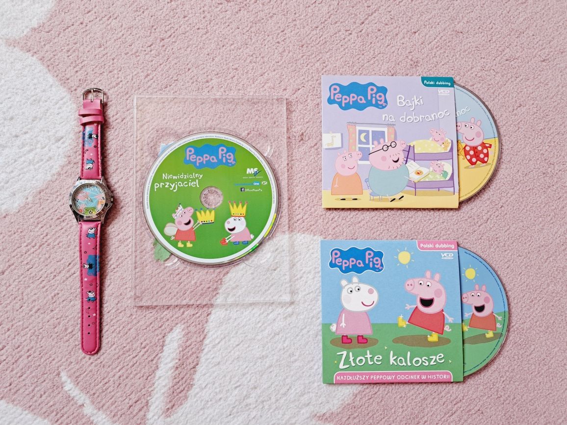 Świnka Peppa Pig bajki na VCD polski dubbing 3 płyty + zegarek gratis