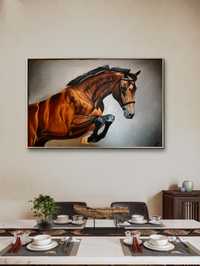 Obraz olejny skaczący koń